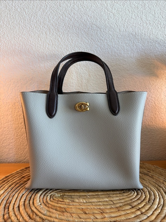 Coach Handbags - Coach Pebbled Leather Tote in Chalk with Dark Brown Handles